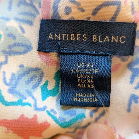Anthropologie Antibes Blanc Tank Sundress XS Pink & Blue Design Spaghetti Straps - Picture 4 of 8